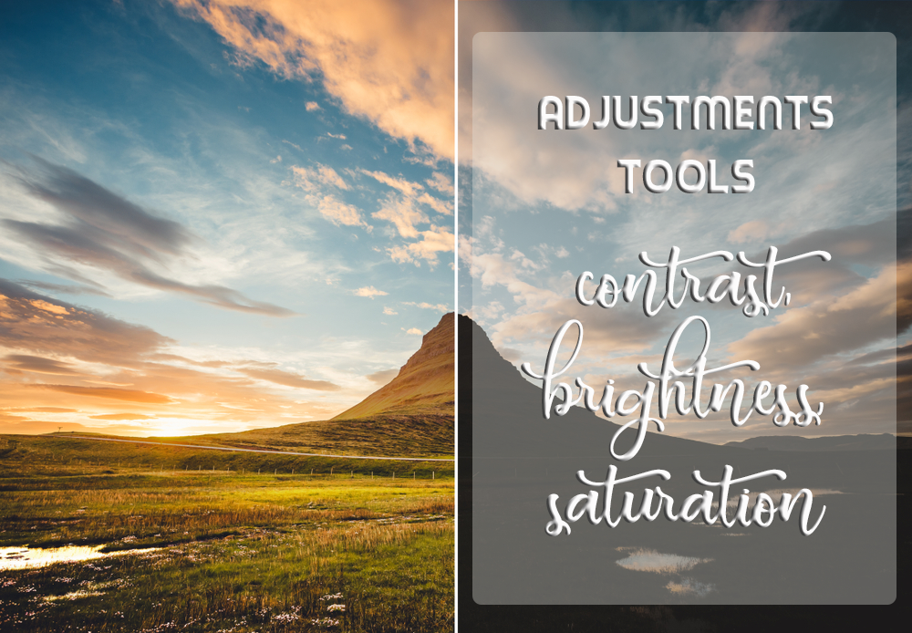adjustment tools, brightness saturation and contrast meaning